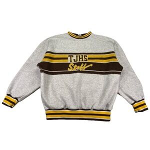 Vintage TJHS Staff Crewneck Sweater Size Large Knit Graphic (Light Stain)